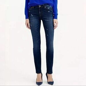 J. Crew Reid Medium Rise Distressed Skinny Blue Jeans Size 28P